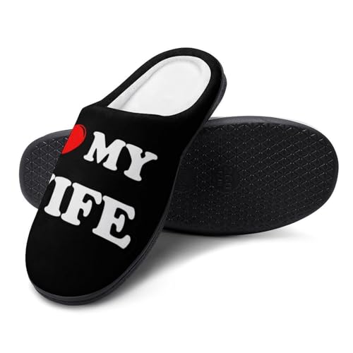 I Love My Wife Women's Cotton Slippers Indoor Outdoor Slip-on Warm House Shoes with Anti-Skid Rubber Sole4