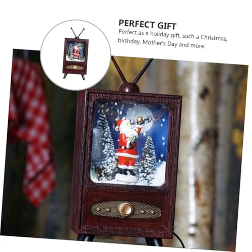 Mini Télévision Rétro de Bureau Marron pour Décoration de Noël - 8