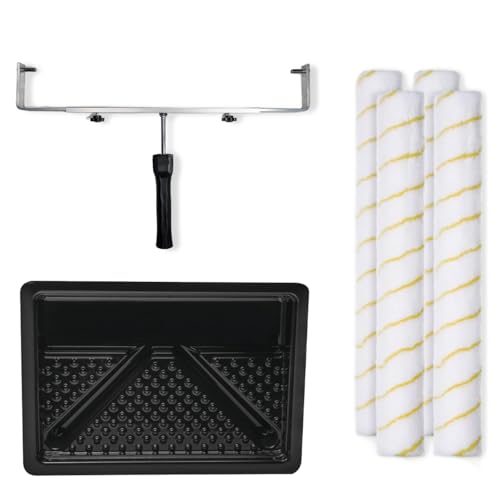 Brick-Anew 18 Paint Kit - Includes 18 Inch Paint Roller Tray 12-18 Adjustable Roller Frame (4) 18 Roller Covers - for Ceiling Wall Floor Deck Painting | Interior & Exterior Painting Supplies