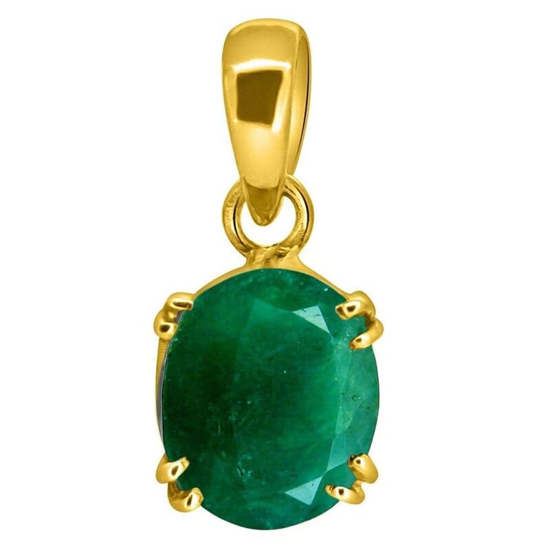 Médaillon Panna plaqué or en argent sterling avec véritable émeraude de 7,25 Ratti