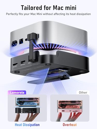Image of Lemorele Mac mini M4 Docking Station - Dual HDMI + DisplayPort withTriple Monitor Support, 8TB SSD Enclosure, 10Gbps USB-C /USB-A,SD /TF Card Reader - Compatible with Mac mini M4 & M4 Pro