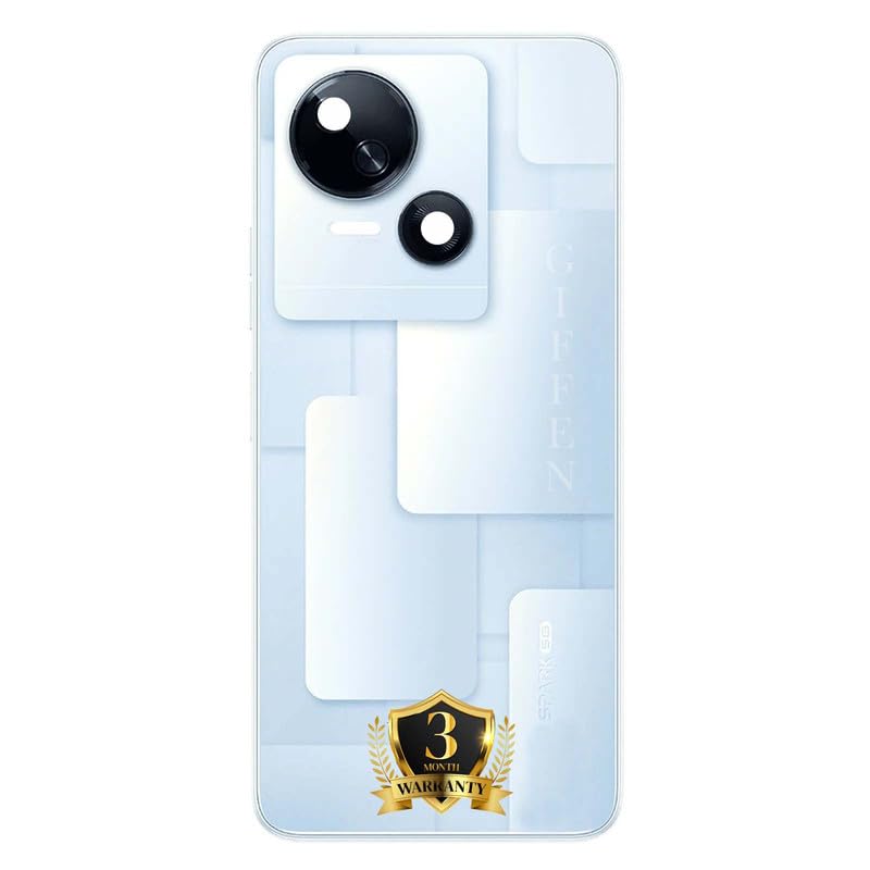 Image of GIFFEN 100% OG Mobile Back Panel Mobile Housing Compatible with Tecno Spark 10 5G KI8 (White) with Camera Lens Full Body | with Logo & 3 Months Warranty