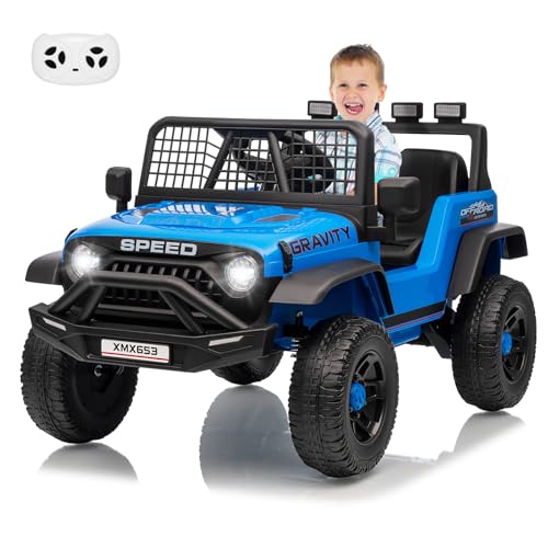 Garvee 12V Kids Ride On Truck Car w/Parent Remote Control, 3 Speeds, Emergency Braking, LED Lights, Music & Horn, Kids Electric Vehicles for Boy Girl