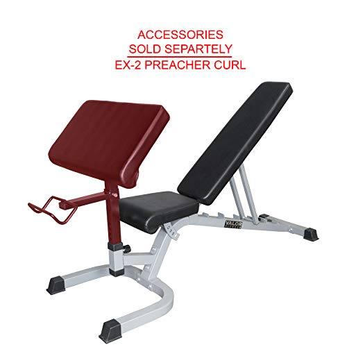 Valor Fitness DD Adjustable Flat, Incline, Decline Bench with Leg Support - 7 Position Back Pad, 4 Position Seat Pad, DD-4 Adjustable Bench