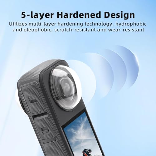 Image of DA-GODO Dual Lens Protector for Insta360 One X4 (2Pcs) - Tempered Glass Sticky Lens Cover, Anti-Scratch, Dustproof Protective Guard for Action Camera Accessories (X4-LG-2PC)
