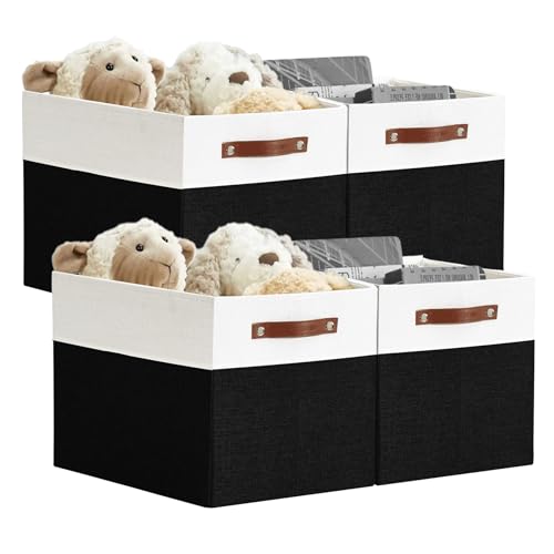 Image of DECOMOMO Kallax Storage Cubes -13x15x13 Storage Bins, Baskets for Organizing Shelves (Black and White, 4-Pack)