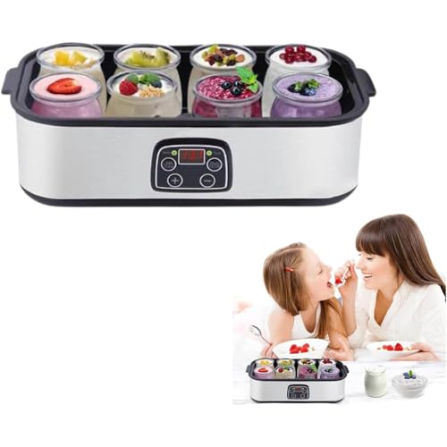 La mejor máquina de yogurt ajustable con control de temperatura y tiempo para yogur casero fresco para una mejor salud intestinal tarro de yogur con 8 tapas, regalo perfecto para la salud
