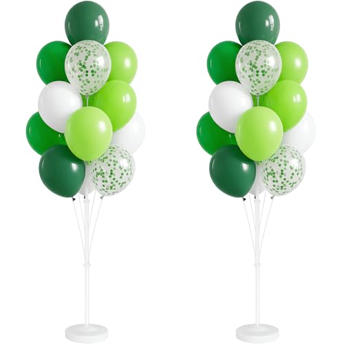 Image of Balloon Column Stand Kit with Balloons, Base and Pole, Balloon Column Kit for Floor or Table Backdrop Decoration for Party Wedding Baby Shower Birthday Graduation (Forest Green)