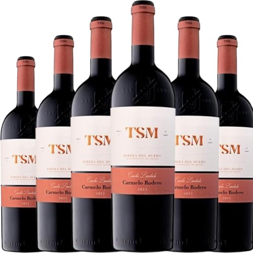 Carmelo Rodero TSM, vino tinto crianza de España con Tempranillo, Cabernet Sauvignon y Merlot, ideal para disfrutar cuerpo, sabor intenso y aroma complejo. | 6 botellas