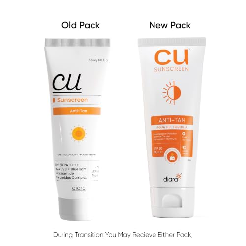 Image of CU Aqua Anti-Tan Sunscreen SPF 50 PA++++ | Broad Spectrum UVA /UVB Protection with Niacinamide & Ceramides | Blue Light & Heat Defense for All Skin Types | Barrier Strengthening & Pigment Defense | 50g