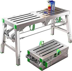 Andamio plegable de altura ajustable, construcción de acero, capacidad de carga de 400 kg para mejoras y limpieza del hogar