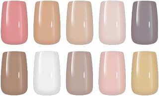 240PCS Square False Nails – 10 Colors Full Cover Manicure Kit in 12 Sizes, Pre-Etched Fake Nails Suitable for Filing, Coloring, and Shaping
