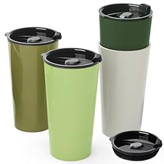 4 Mugs with Lids-Green