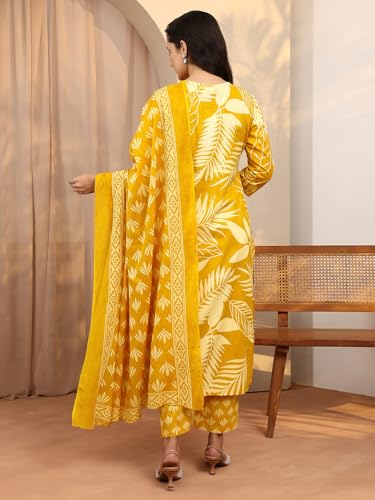 Image of Libas Printed Cotton Blend Straight Kurta Set for Women | daily wear suit
