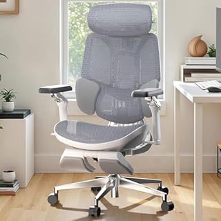 Hbada E3 Ultra Sedia Ufficio e Scrivania Ergonomica Grandi Dimensioni, con Supporto Lombare Dinamico a 3 Zone, Braccioli Meccanici 360°, Testiera Regolabile 4D, Alluminio e Mesh Premium, Grigio