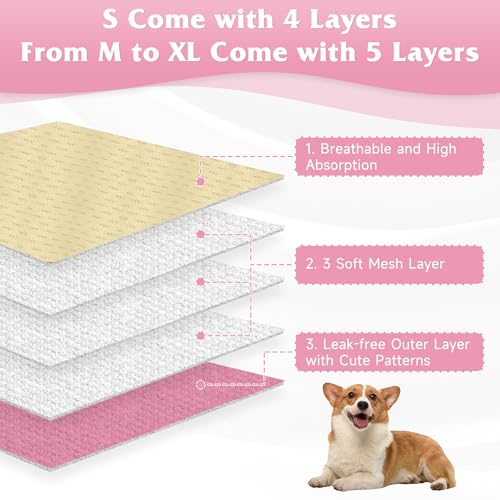 Image of Dog Diapers Female 5pcs,Reusable Dog Doggie Puppy Doggy Diapers Female, Period Panties in Heat, Owl, Medium