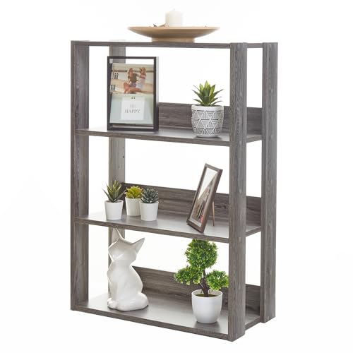 Iris Ohyama, Etagère en Bois de Rangement, Meuble de Rangement à 4 Niveaux, Étagère Verticale Ajustable, Solide, Montage Facile, Salon, Entrée, Chambre,...