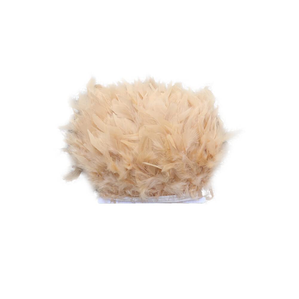 Asudaro Natural Turkey Feather Trim, 2m, Dark Khaki, Feathers Material, for Event Decoration