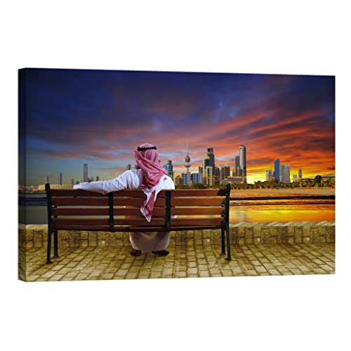 Tableau de prestige ville nocturne lumineuse canvas 80 x 120 cm