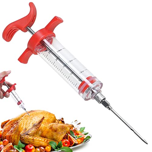 Moageme Siringa per iniettore di Tacchino,Siringa di Tacchino con ago per Carne in Acciaio Inossidabile | Siringa per iniettore di marinata per Petto di Tacchino con Carne di Manzo