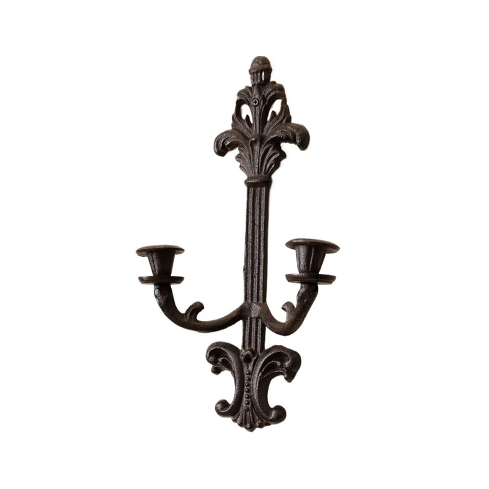 Candlelight Stand Vintage Cast Iron Wall Mounted Candle Holder Creative Double Candlestick For Living Room Fireplace Hallway Candle Sticks Holder