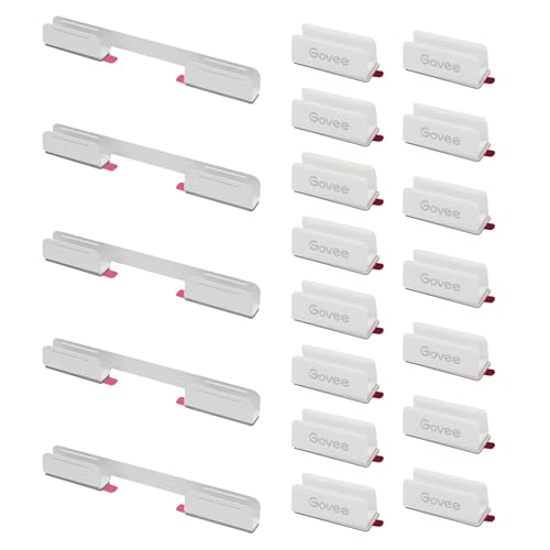 Govee RGBIC Neon Rope Light Plastic and Metal Mounting Brackets for Neon Lights 2 H61D3 & H61D5 & H61D6, RGBIC Rope Light Clips, WiFi Neon Lights Holders 20pcs, (Not Support H61A0 & H61A2), White