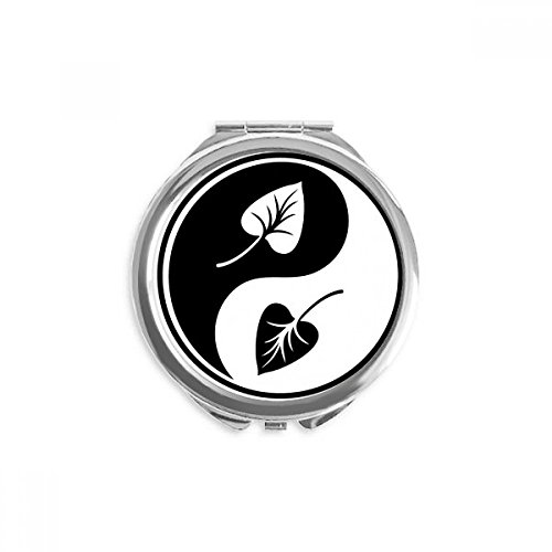 Miroir bouddhiste rond Yin-Yang de maquillage portable et compact noir blanc