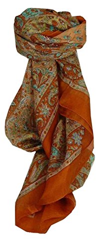 Pashmina & Silk Mulberry Silk Traditional Square Scarf Kiara Terracotta