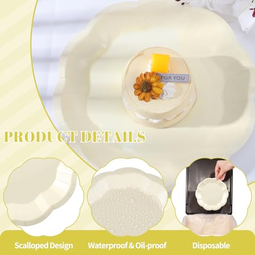 Image of NatNarr 30pcs Ivory Paper Plates 7 In Small Cream Paper Plates Disposable Beige Wedding Plate Dessert Cake plate for Wedding, Birthday, Baby Shower (Pack of 2)