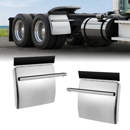 VEVOR Stainless Steel Quarter Fenders for Semi Trucks 24 x 24 Semi Truck Fenders with Tube Bracket and Mounting Hardware 1 Pair Right & Left Quarter Fender Set Fit for Freightliner Peterbilt