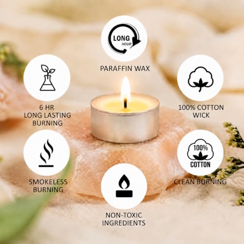 Image of JD Fresh 25 Pieces Smokeless Tealight Candles for Home /Unscented 6 Hour Long Burning Dripless Paraffin Wax Tealight /100% Cotton Wicks Candle for Decoration /Wedding /Emergencies (3.7 x 2.2 cm,White)