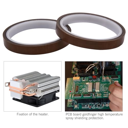 Image of 2 Roll 12mm PTFE Coated Fabric Tape, 1 /2 inch Width 32.8Ft Length High Temperature Tape, Brown Adhesive Tape for Vacuum, Hand and Impulse Sealers