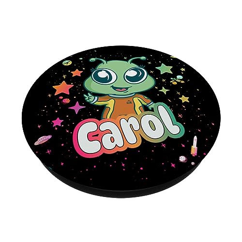 CAROL - Adorable girl name with cute Alien PopSockets Swappable PopGrip, Black - Image 2