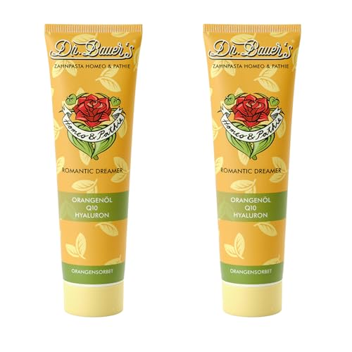 Dr. Bauer's Homeo & Pathie Dentifricio Romantic Dreamer, vegano, omeopatico, con acido ialuronico, Q10, vitamina B12 e olio di arancia, gusto fruttato, cura dentale delicata per gengive sane (2)