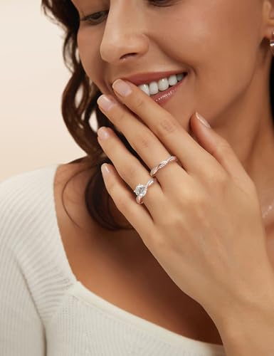 Image of Mameloly 1.5ct Engagement Rings for Women Round Bridal Ring Sets Cubic Zirconia Wedding Band Twisting Infinity Pave Set Size 3-12