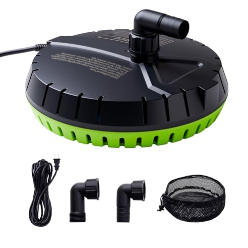 Aarcinhke Automatic Pool Cover Pump, 1500GPH Submersible Sump Pump for Pool Draining, 25FT Power Cord, 2 Adapters, Available for Swimming Pool Covers, Swimming Pools, Fish Tanks, Ponds, Green
