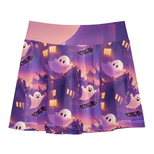 visesunny Girls Flowy Pleated Skirt Purple Magic Ghost Tennis Golf Fashion Short Skorts for Casual Dance Outfit