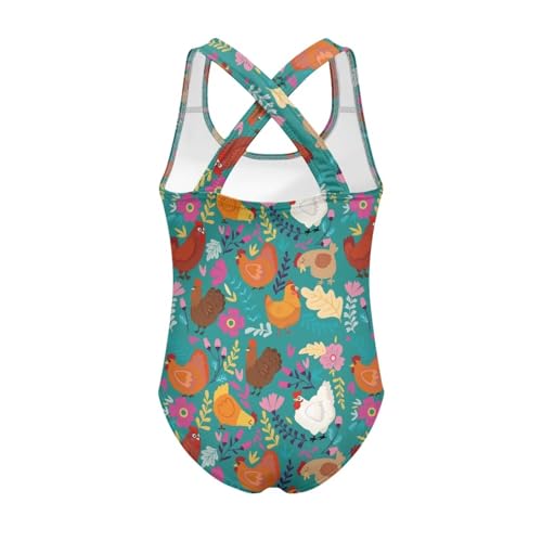 Image of JEOCODY Swimsuit for Girls One Piece Bathing Suit for Teens Crossback Hawaiian Beach Swimwear