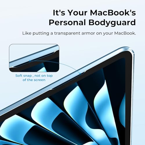 Image of EooCoo Hard Shell Case Compatible for Apple MacBook Air 13.6 inch 2026 2025 2024 2022, M5 A3449 M4 A3240 M3 A3113 M2 A2681 with Touch ID,Laptop Case Cover&Keyboard Skin Cover&Screen Protector-Sky Blue