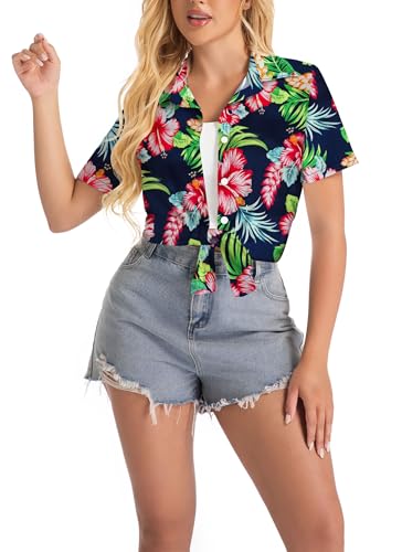 80s 90s Outfits for Women 80s Party Themed Outfit Shirt 90s Hawaiian Button Down Shirts Retro Neon Disco tee Tops3