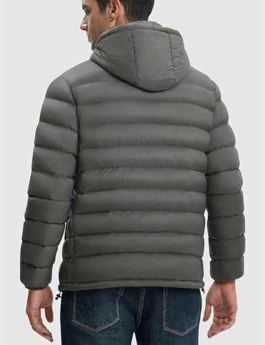 Image of Rdruko Men's Puffer Jacket with Detachable Hood Lightweight