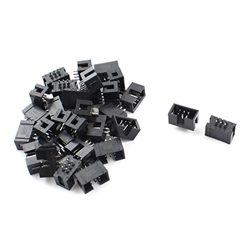 uxcell 30 Pcs 2x3 6Pins 2.54mm Pitch Straight Pin Connector IDC Box Headers
