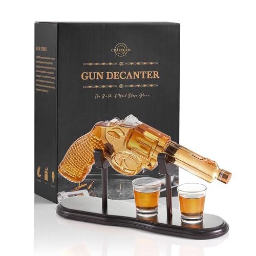 CRAFTGEN Gun Whiskey Decanter Set with Shot Glasses, Birthday Gifts for Men Dad Husband Brother -...