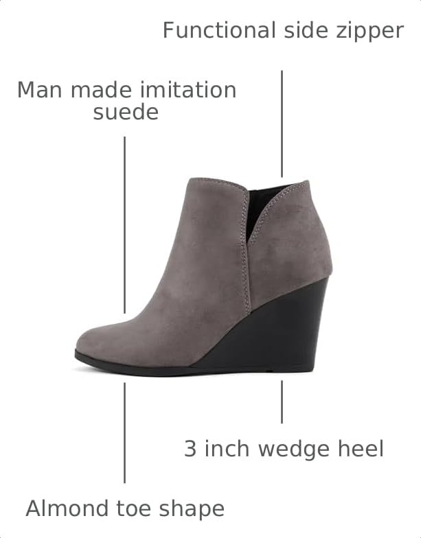 Image of Soda Ability - Mid Ankle Bootie w /Split Shaft and Zipper Stacked Wedge Heel