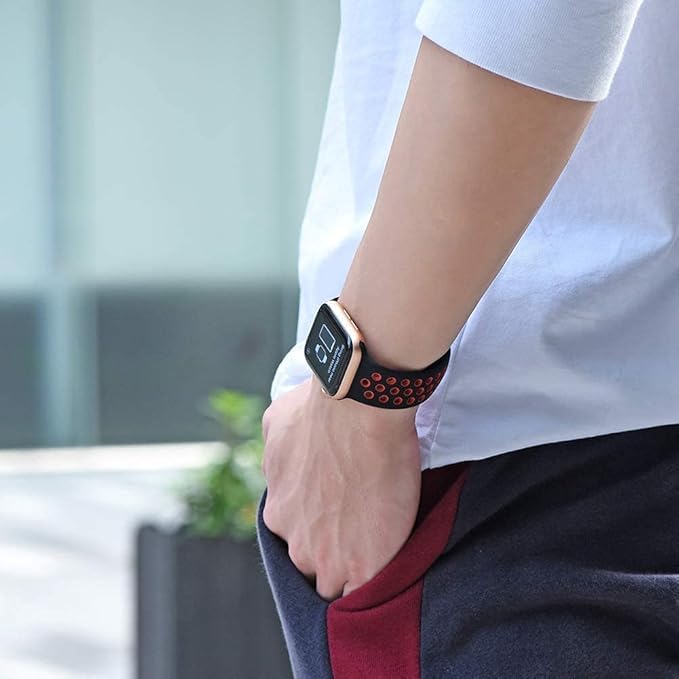 Image of TechMount Silicone Luxury Dotted Sports Watch Band Strap Compatible with Apple Watch Straps 42mm 44mm 45mm 46mm 49mm iWatch Ultra & SE & Series 8 /7 /6 /5 /4 /3 /2 /1 Breathable Replacement Strap