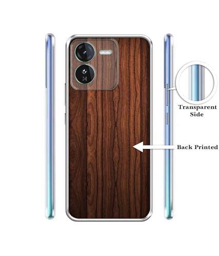 Image of Casotec Brown Wooden Texture Design Printed Silicon Soft TPU Back Case Cover for iQOO Z9 5G
