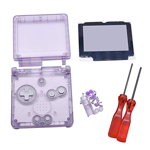 Henghx Remplacement Transparent Clair Plein Boîtier Coquille Cas Parties Set w/Objectifs&Tournevis pour Nintendo Gameboy Advance SP GBA SP Console