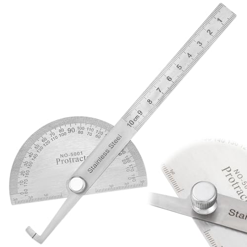 Stainless Steel Angle Protractor, Angle Finder Ruler, Adjustable Angle-Protractor, 0-180 Degrees, Woodworking Ruler, Angle-Measuring Tool (10 cm/ 3.94 Inch)