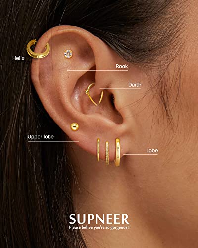 Gold Earrings Small Huggie Hoop - 14K Gold Plated Gold Hoop Earrings Studs Earrings For Women Girls Tiny Hypoallergenic Lightweight Dainty Minimalist Ball Earrings Pack #TOP2