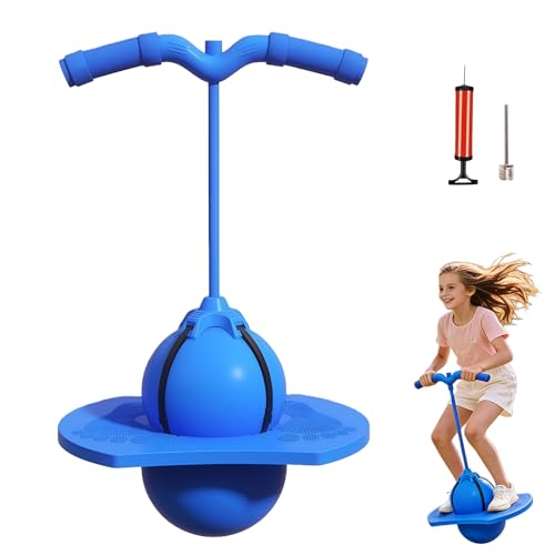 Pogo Sticks for Girls, Pogo Stick with Handle for Teens & Adults Up to 200lb, Balance Jumping Ball Safe Bouncing Pogo Jumper for Kids Age 10+, Indoor Outdoor Fun Toy with Non-Slip Foot Pads (Blue)